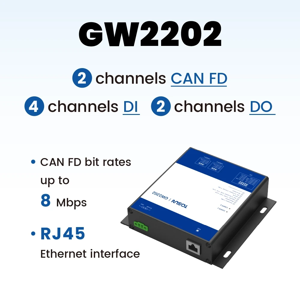 TOSUN GW2202 (Шлюз 2x CAN FD + I/O → Ethernet)